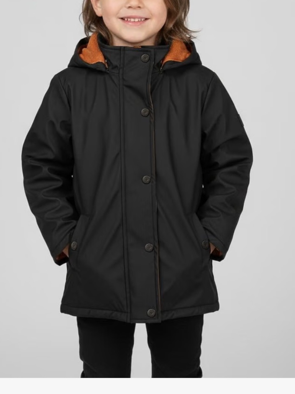 Hunter Kids Fleece-Lined Raincoat Size 4 Black & Tan NWT